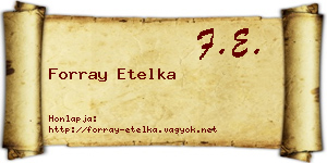Forray Etelka névjegykártya